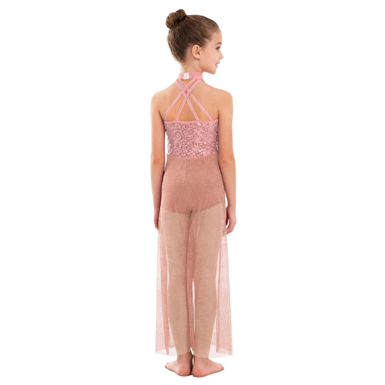Mädchen Gymnastik- und Ballett-Einteiler Glänzender Pailletten-Jumpsuit für Moderne Zeitgenössische Lyrische Tanz-Performance Kostüme Tanzbekleidung – Detail 27