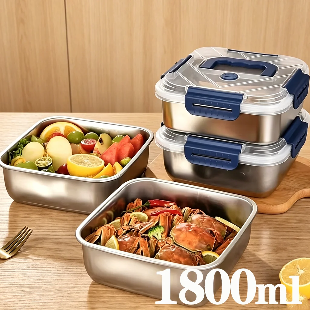 Edelstahl Meal-Prep-Behälter mit Deckel Luftdichte Bento-Lunchbox Tragbare Kühlschrank-Aufbewahrung für Büro Küche Picknick