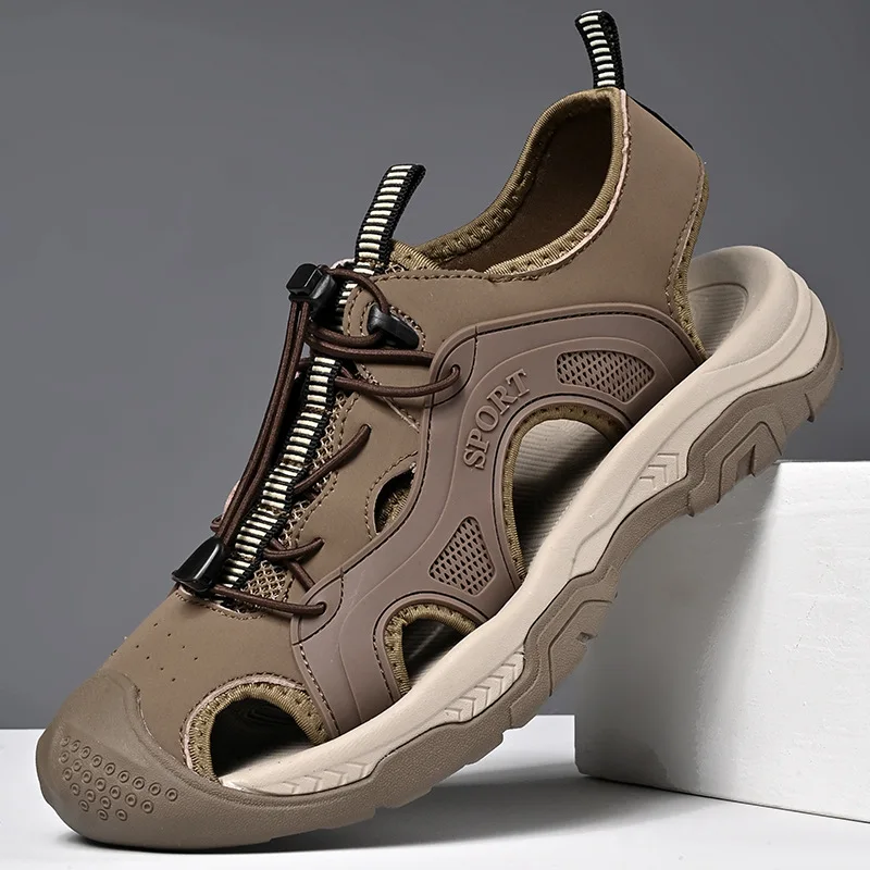 Men's Sandals Comfortable Breathable Outdoor Sport Lightweight Beach Sandals Soft Soled Closed Toe Trail Walking Casual Sandals