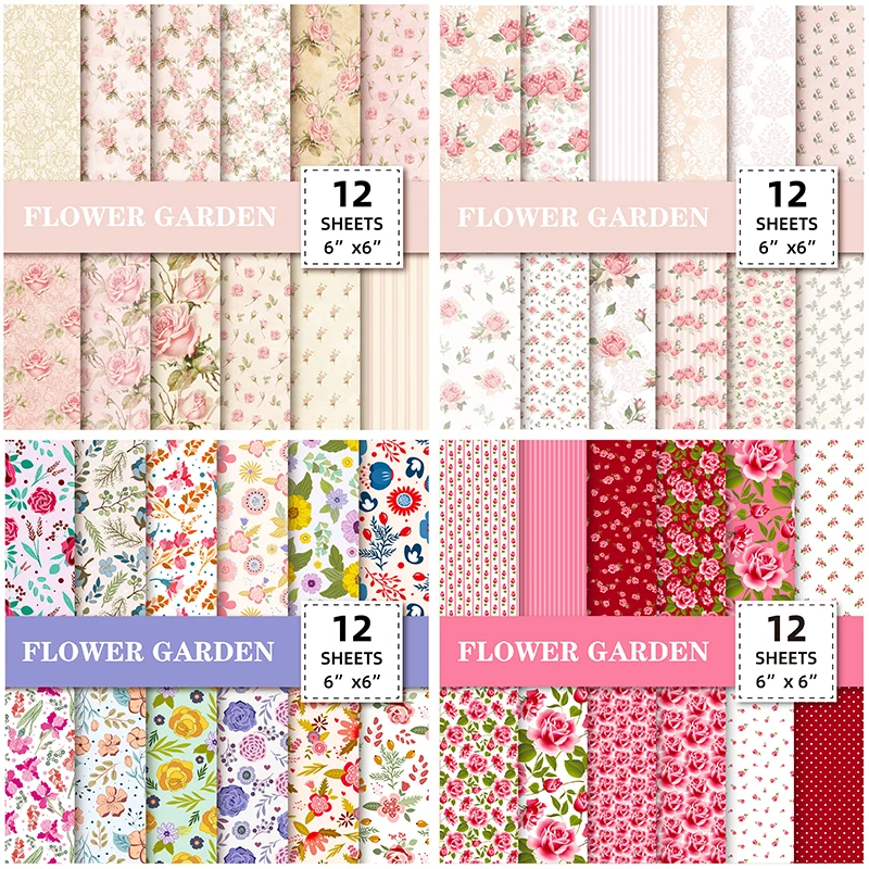 12 stücke rosa Blumen Hintergrund material Papiere DIY Scrap booking Album Karte machen Papier packung handgemachte Handwerk dekorative Lieferungen