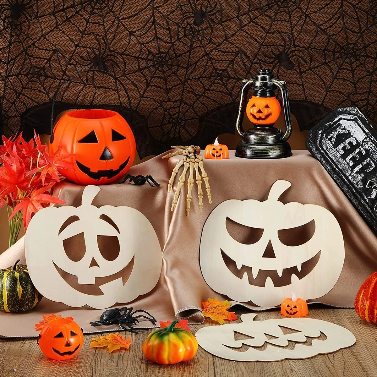 6 pz/set zucca in legno artigianato appeso divertente ornamento di zucca per la festa di Halloween decorazioni per la tavola di casa bambini regali