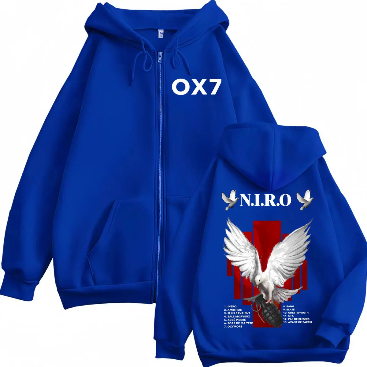 Rapper Niro OX7 Album Merch Zipper Hoodie Men's Women Fashion Hip Hop Zip Up Sweatshirts High Quality Fleece Oversized Pullovers