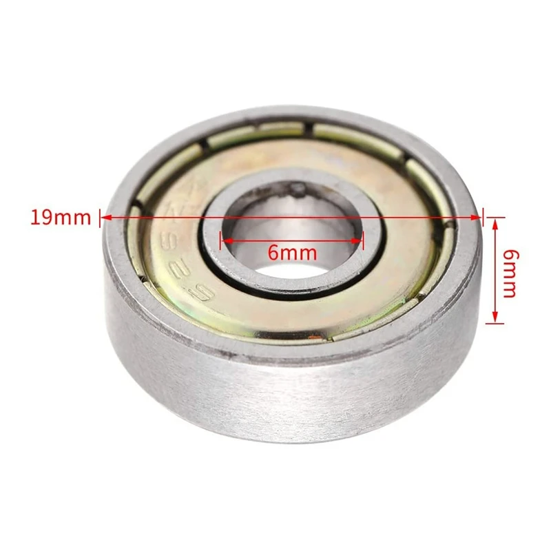 미니어처 볼 베어링, 깊은 그루브, 바이메탈 실드 볼 베어링, 626ZZ, 6x19x6mm, 10 개