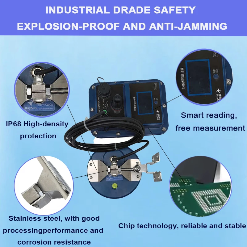 BOY-SW08-FM02 Sensor de nivel de Radar sin contacto de alta frecuencia de 60 GHz para tanques de aceite gestión de agua inalámbrico IP68 impermeable