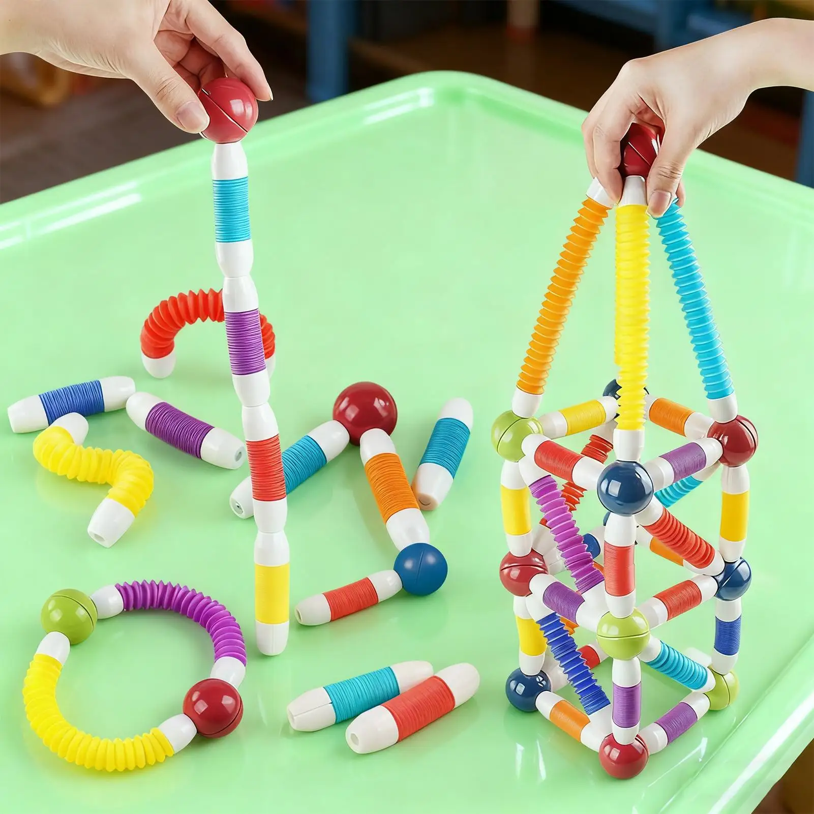 Magnetische bouwset voor kinderen Zachte grip Veelzijdig en schaalbaar Magnetische staafblokken Vroege onderwijspuzzel STEM Zintuiglijk speelgoed