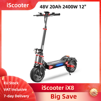 iScooter iX8 Electric Scooter for Adults 48V 20Ah 2400W Dual Motor Up to 38MPH Off-Road 12 Inch Tires Dual Front Rear Suspension