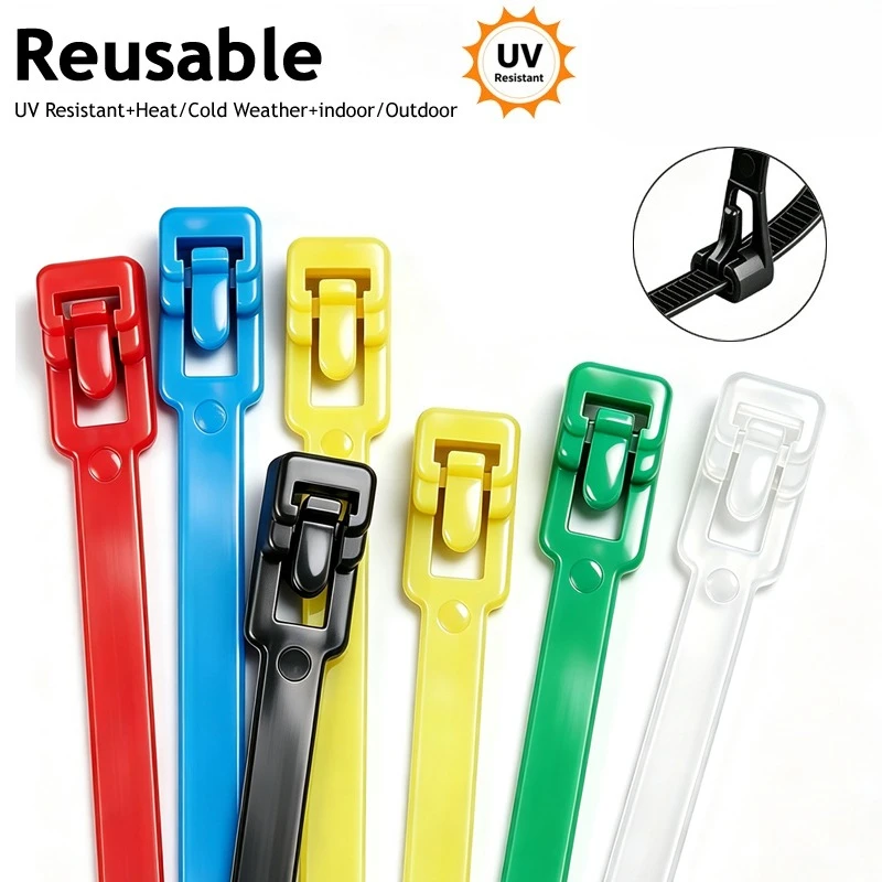 50/100pcs Detachable Wire Ties Nylon Cable Zip Ties Reusable Plastic Ties UV Resistant Home Garden Craft Plants Wire Management