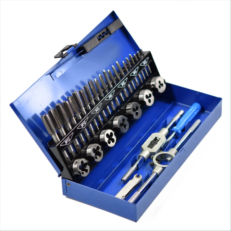 6/8/32/40pcs tap and die set M3-M12, a manual tool set for manual internal and external thread tapping repair