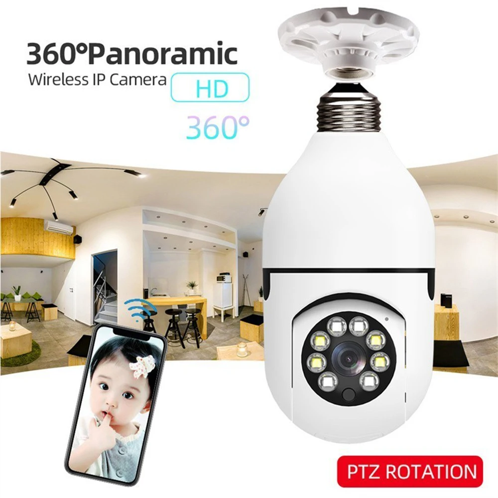 Ycc365 Plus IP Camera Wifi E27 Security Monitor Night Vision Full Color Auto Rotating Wireless 360 Wifi Surveillance Bulb Camera