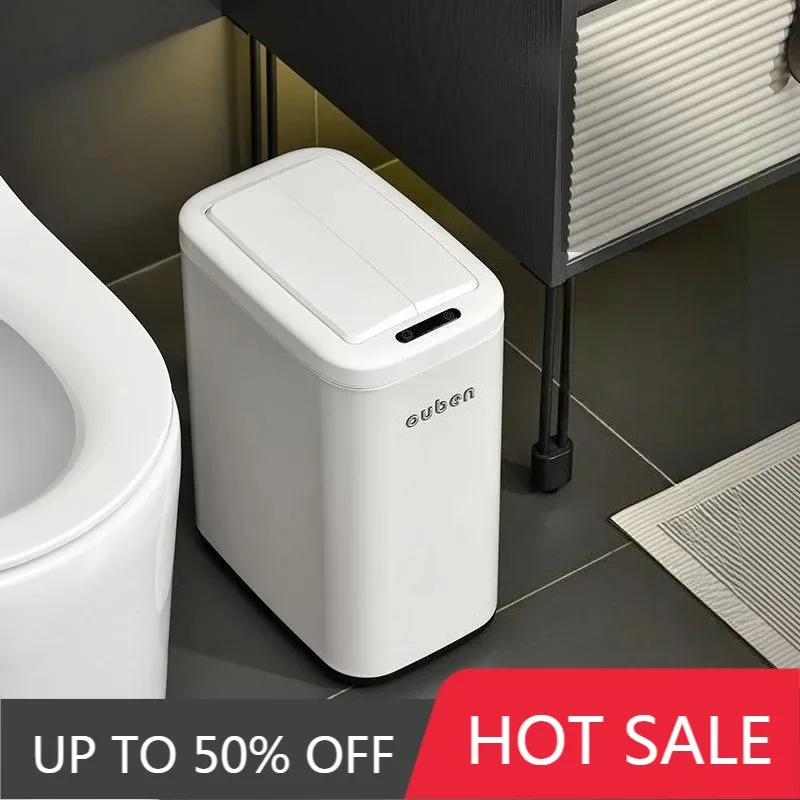 Smart Sensor Trash Can Automatic Mini Trash Cans Water Proof With Lid Garbage Bin Kitchen And Home Bathroom Toilet Garbage Bins
