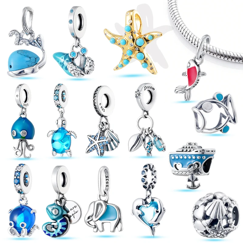 

Hot Sale DIY Jewelry Gifts Silver Plated Charm Bead Blue Murano Glass Dolphins&Elephant For Girlfriend Boyfriend/Wife Husband.