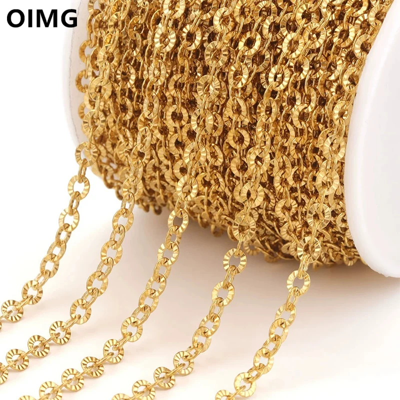 

OIMG 5-метровая овальная цепочка из нержавеющей стали в форме О, цепочка с подсолнухом, изготовление ювелирных изделий, ожерелье, браслет, принадлежности, водонепроницаемые