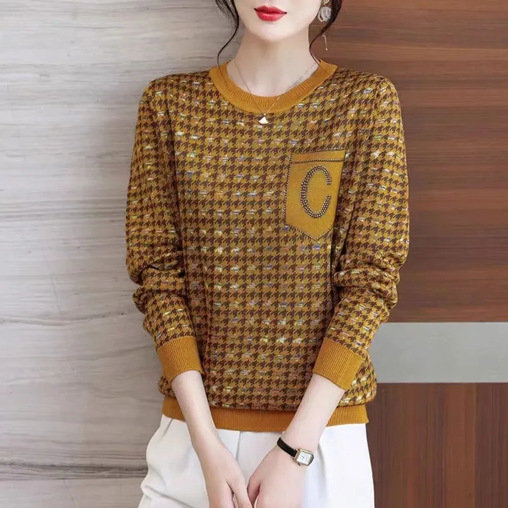 

New Autumn Winter lattice Pullover Sweater Women's Korean Loose Long Sleeve Covering Ladies Tops Tide Fashion Knitwear Female