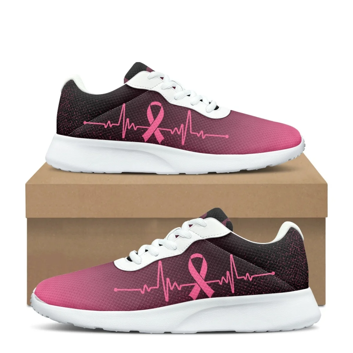 Breast Cancer Pattern Girls Sneakers Print on Demand Casual Autumn Women Running Shoes Woman Flats Comfort Unisex Sports Outdoor