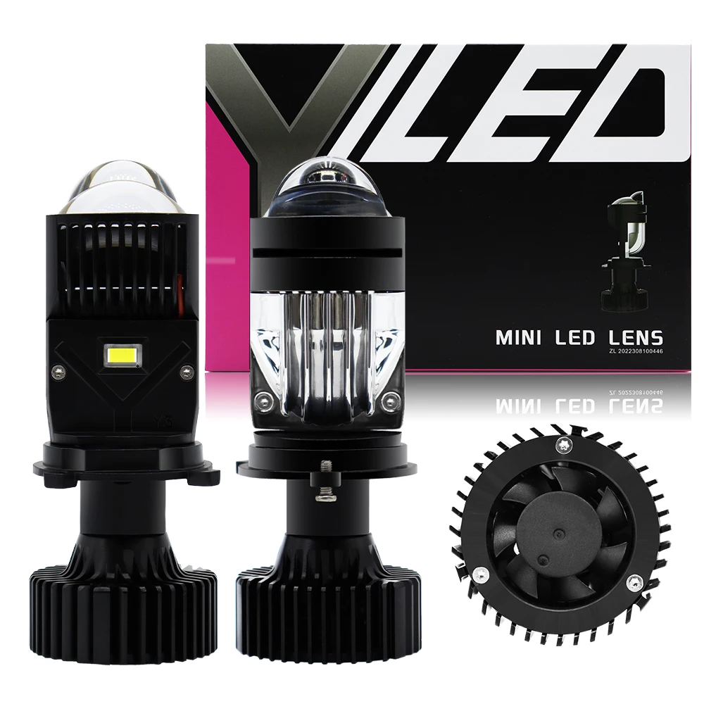 

H4 LED Projector Lens Auto H4 LED HeadLight Bulbs Kit Conversion Hi/Lo Turbo Fan LHD Car Accessories Light 12V Canbus Len Lamp