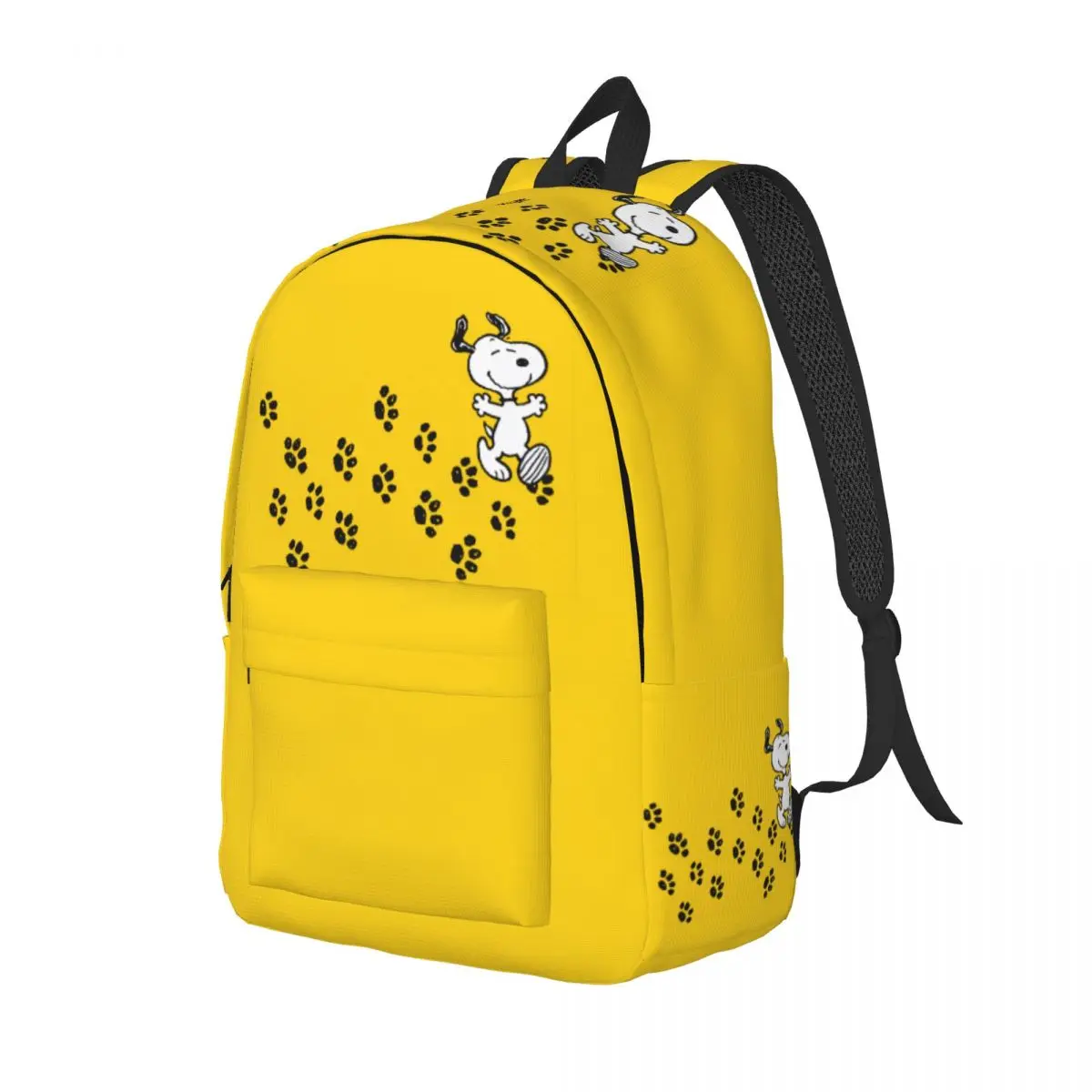 Custom Snoopys Paw Print Path Canvas Backpacks for Girls Boys Comic Dog School College Travel Bags Bookbag Fits 15 Inch Laptop