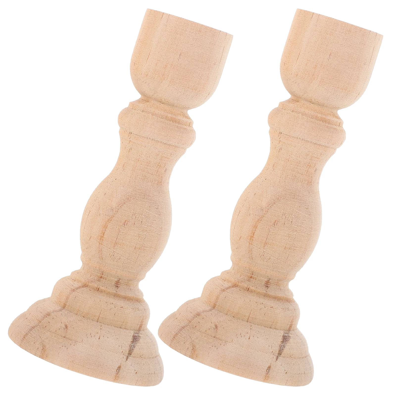 

2Pcs Wood Pillar Holder Rustic Wooden Candlestick Desktop Decoration for Home Table Wooden Holder