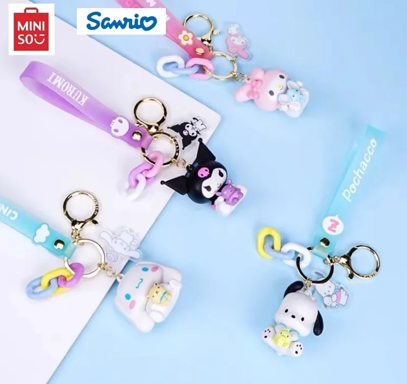 Miniso Sanrio Cartoon portachiavi bambola acrilica 2-in-1 portachiavi Kuromi Bag ciondolo portachiavi Cute Pochacco Dog ciondolo decorativo