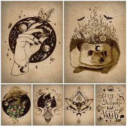 Nature Witch Satanic Art Poster And Print Witchcraft And Magic Retro Cartoon Print Wall Art Canvas Painting Home Decor Unframed
