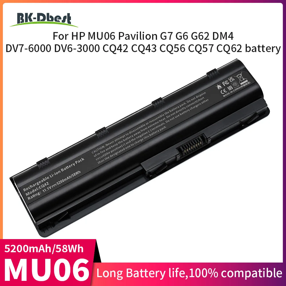 BK-Dbest High Quality MU06 Laptop battery For HP MU06 Pavilion G7 G6 G62 DM4 DV7-6000 DV6-3000 CQ42 CQ43 CQ56 CQ57 CQ62