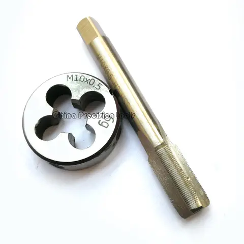 2 पीस M10 HSS राइट हैंड टैप और डाई सेट M10X1.5 मीट्रिक फाइन थ्रेड प्लग स्क्रू टैप डाई सूट M10X1.25 M10X1 M10X0.75 M10X0.5 10 best sales एम10x1 - №2