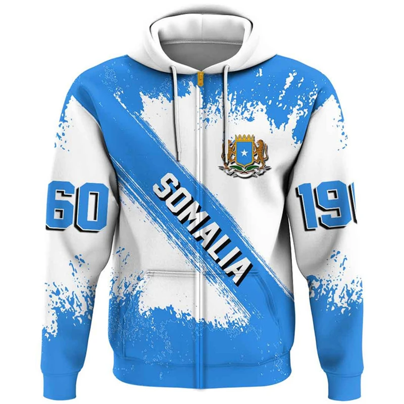 New Country Flag Graphic Men Women Hoodies Somalia National Emblem 3D Printed Long Sleeve Hooded Sweatshirts Street Pullovers