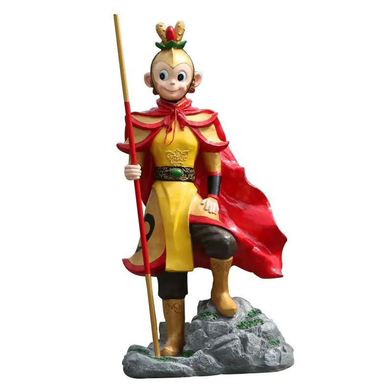 

Wukong Ornament, Cartoon Monkey King, Journey to the West, Sculpture, Shopping Mall Garden, Fiberglass Animals, Decorations