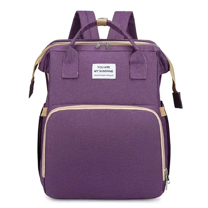 Large capacity foldable mommy bag New fashionable backpack for mothers with children Mother and baby bag foldable crib