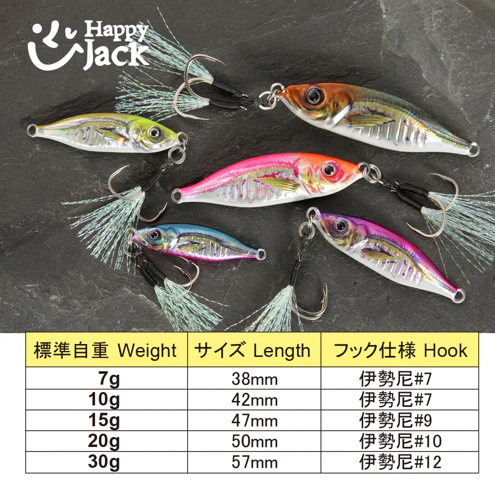 Happyjack Metal jig 7g10g15g20g30g 3D Print Laser slow jig Trout Sea Fishing Bait micro jig Sea Fishing Bait Jigging Lure Metal