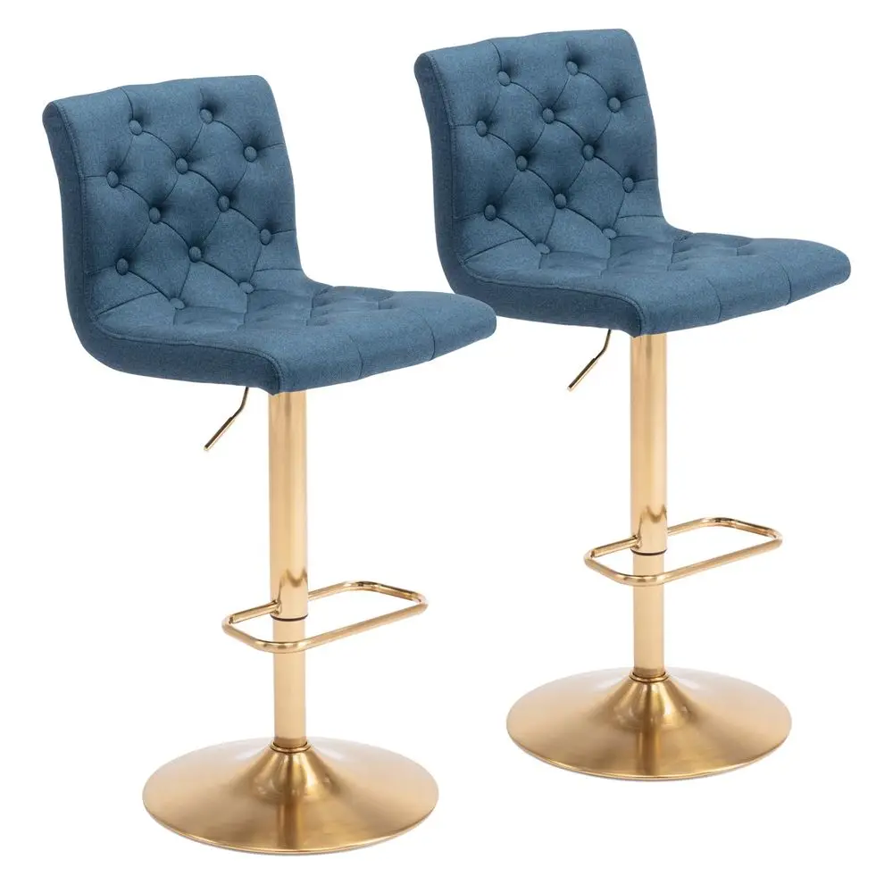 

Tufted Fabric Bar Stools Set of 2, Adjustable Swivel Counter Height Barstools with Back, Upholstered Armless Airlift Bar Chairs