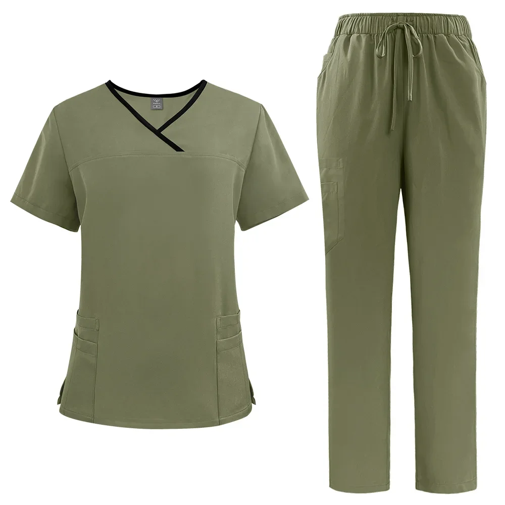 Uniformes Médicos Femininos, Uniformes Hospitalares, Scrubs Tops, Calça Set, Enfermeiros Acessórios, Clínica Odontológica, Salão de Beleza, Spa Workwear Roupas, Verão