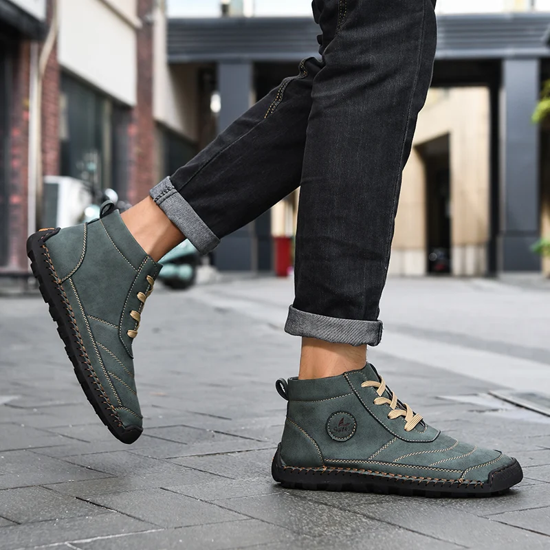 الفاخرة عالية الجودة الذكور حذاء من الجلد ريترو ستايل عدم الانزلاق في الهواء الطلق الرحلات الأحذية أحذية رياضية اليدوية الدانتيل متابعة الرجال أحذية التنزه #2
