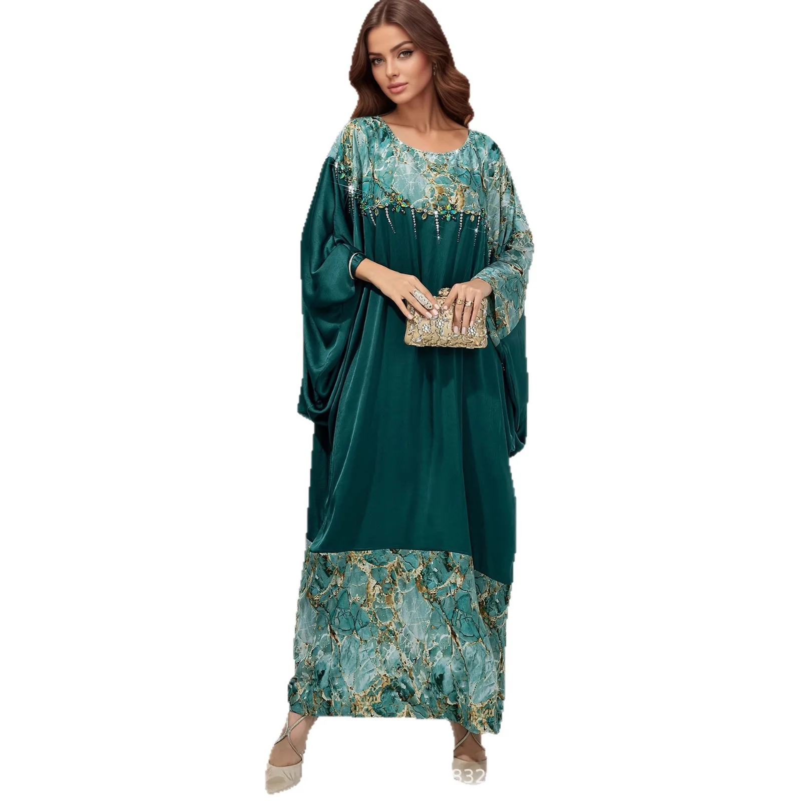 

Eid Women Abaya Dress Vestidos Largos Party Arab Long Robe Morocco Kaftan 2026 Hand-stitched Diamond Dubai Jalabiya Ramadan