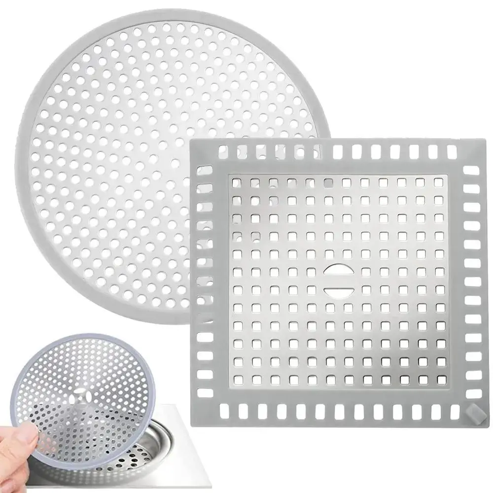 Round Kitchen Sink Strainer Square Isolation Shower Drain Cover Anti-blocking Stainless Steel Hair Catcher Drain Filter