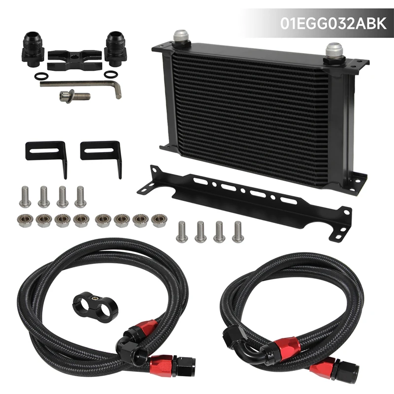 25 Row 248mm AN10 British Oil Cooler Kit w/ Brackets Fits For BMW E36 Euro E82 E9X 135/335 E46 M3 E90 E92 Black/Silver