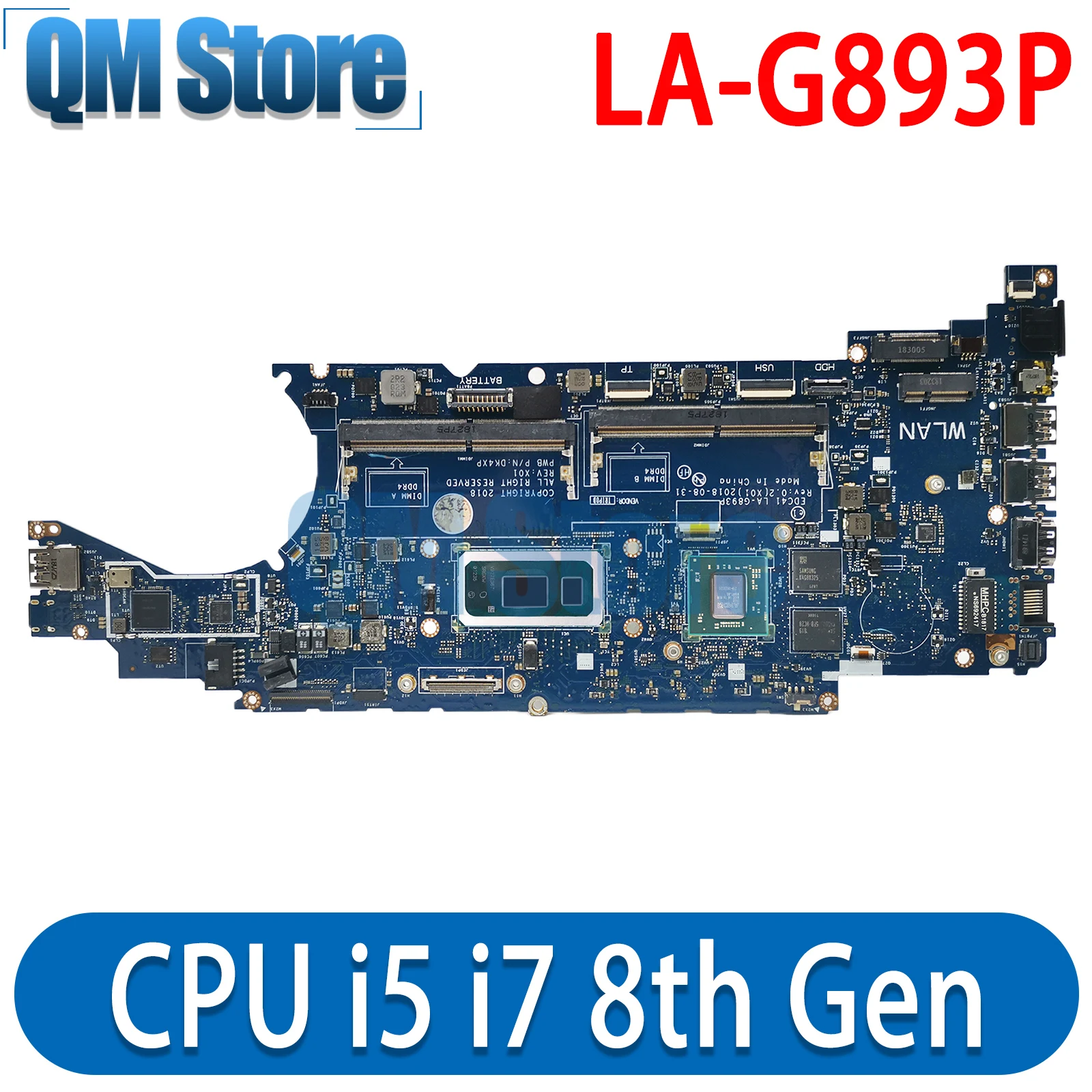 

QM LA-G893P mainboar For DELL Latitude 5400 Motherboard i5-8265U i7-8665U DDR4 AMD Radeon 216-0923020 CN-08MM5T 0NG2GF