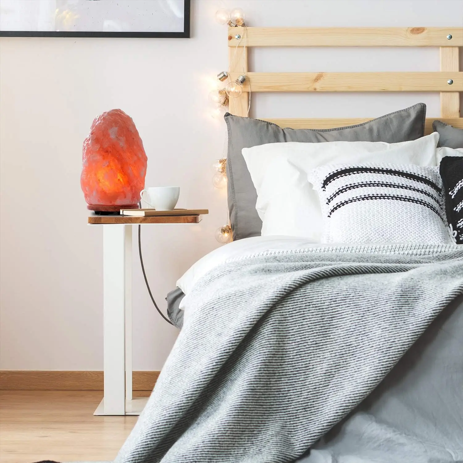 Lampada di sale naturale dell'Himalaya intagliata a mano, confezione da 2 bagliore arancione ambrato per il relax