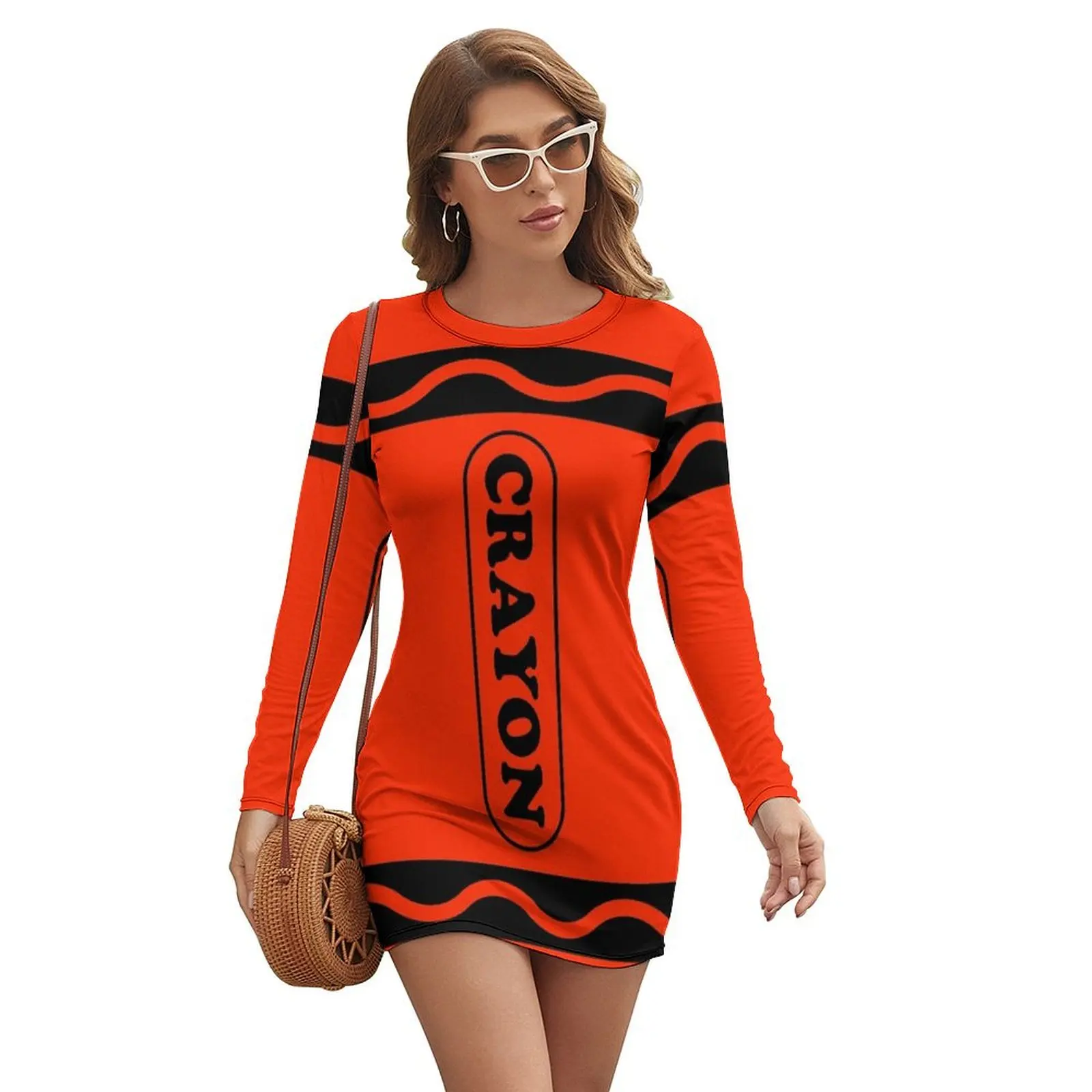 

Orange Crayon Costume Long-sleeved Dress dresses summer woman 2024 birthday dress for women Woman clothing