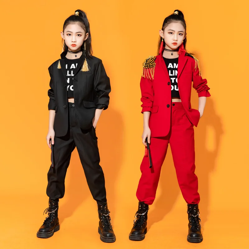 Children'S Suit Chinese Style Performance Clothing Girls Jazz Dance Walk Show Street Dance Wear Boys Hip Hop Costumes DQS14721