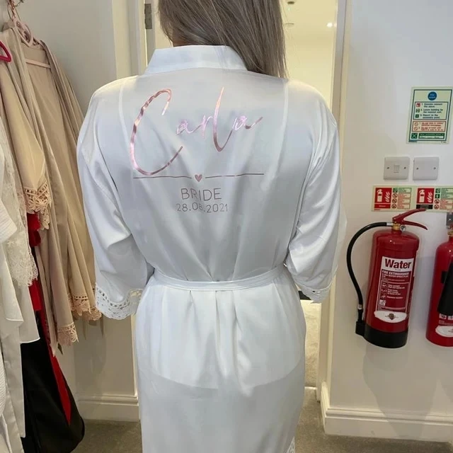 Customized Summer Lace Sleepwear Bride&Bridemaid Wedding Robe Personalized Gown Champagne Kimono Silk Bathrobe Satin Night Dress