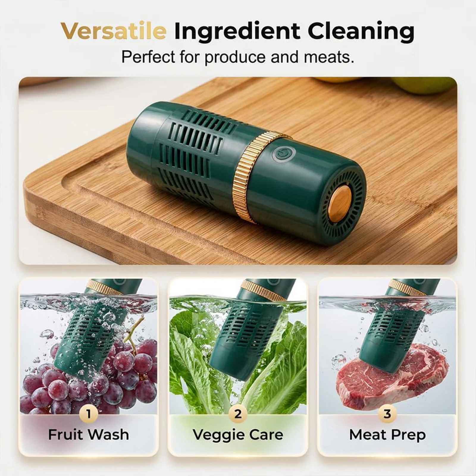 USB Charging Food Purifier Wireless Fruit Vegetable Cleaner Portable Kitchen Washer One-button Control