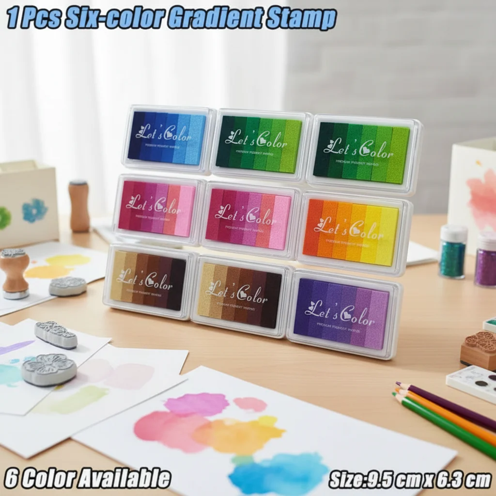 

DIY Six-Color Gradient Stamp Pad Fingerprint Painting Ink Pad for Crafts