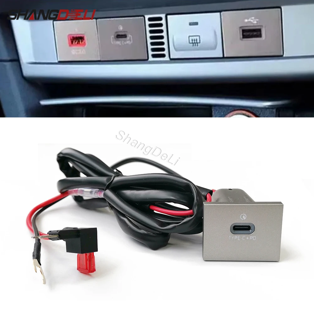 Silver Car Charger Fast Charger Speedy Charger Port Fuse Box Interface Socket Type-C PD Power Adapter For Ford Focus