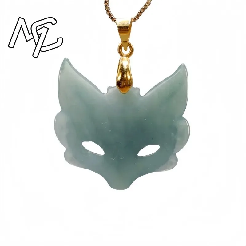 925 Silver Myanmar Jadeite Fox Mask Pendant Necklace Fashion Accessories Burmese Jade Gifts for Women Vintage Talismans - Image 6