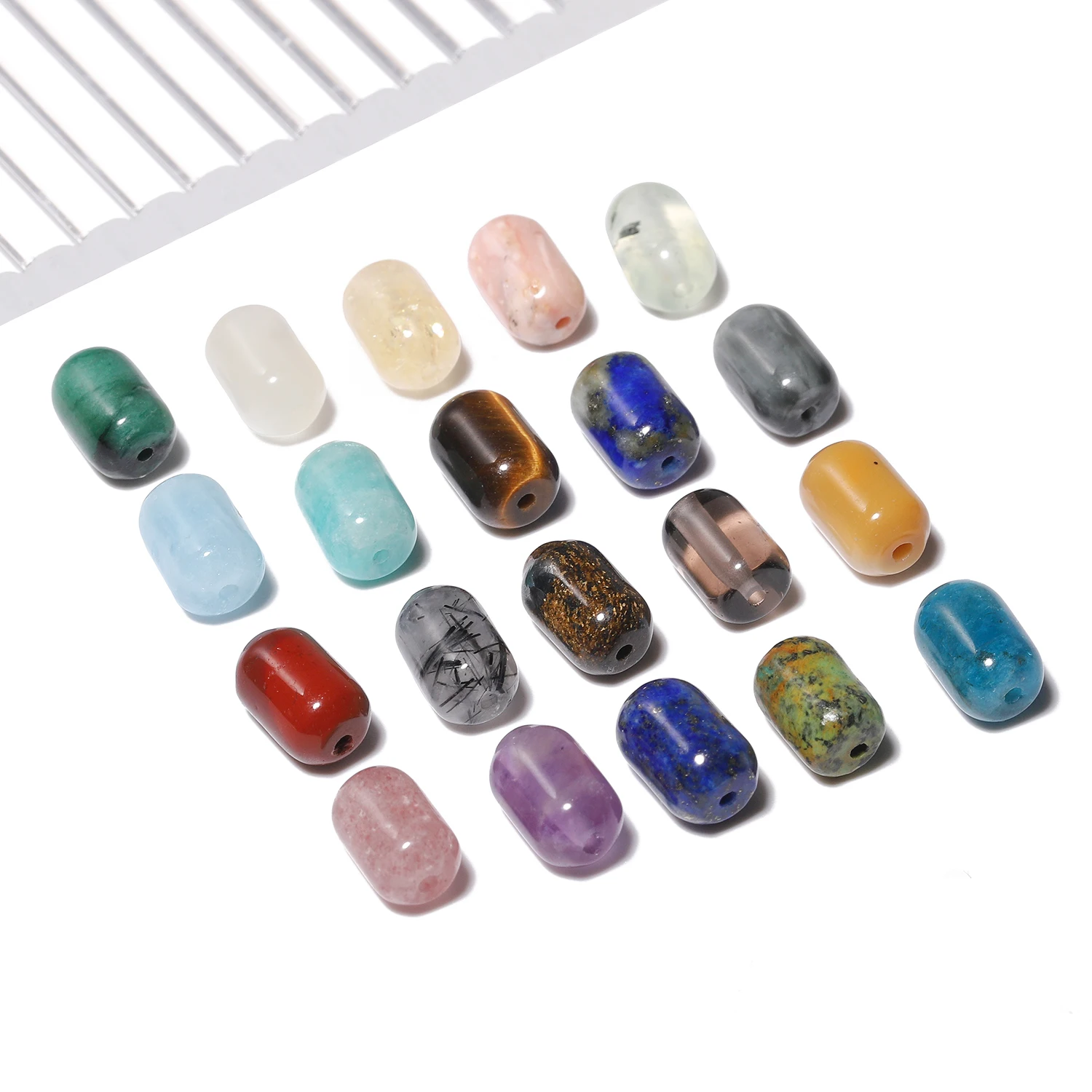 6x9mm Natural Barrel Shape Beads Apatite Jasper Tiger Eye Rose Quartz Beads for Jewelry Making Handmade DIY Bracelet Pendant