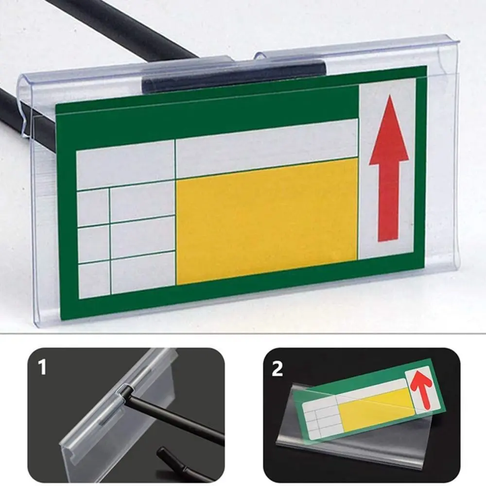 50PCS Plastic Price Tag Holder Transparent Signage Price Tag Display Holders Double line hook Multifunctional Label Holder Mall