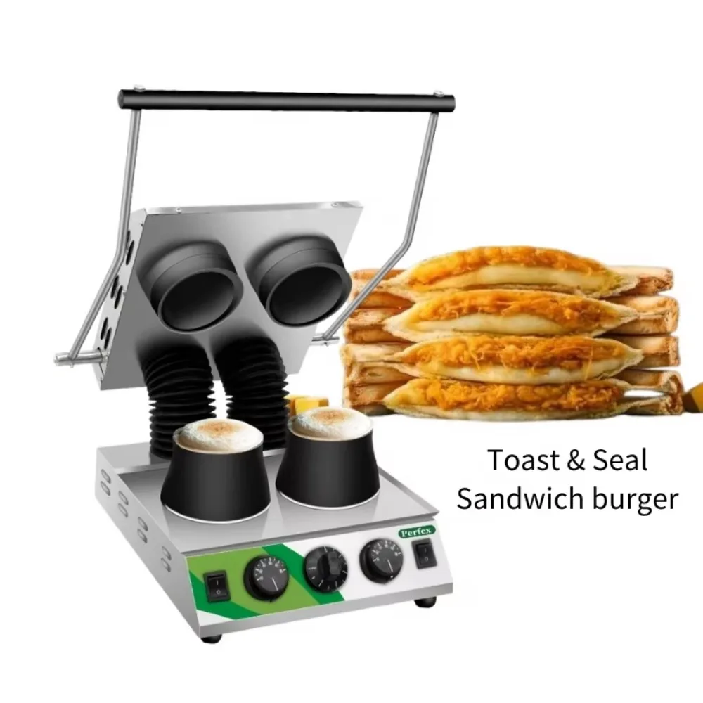 Ufo Burger Maker Machine  Press Pocket Sandwich Toaster and Seal Cut Bread Automatic for Commercial Using