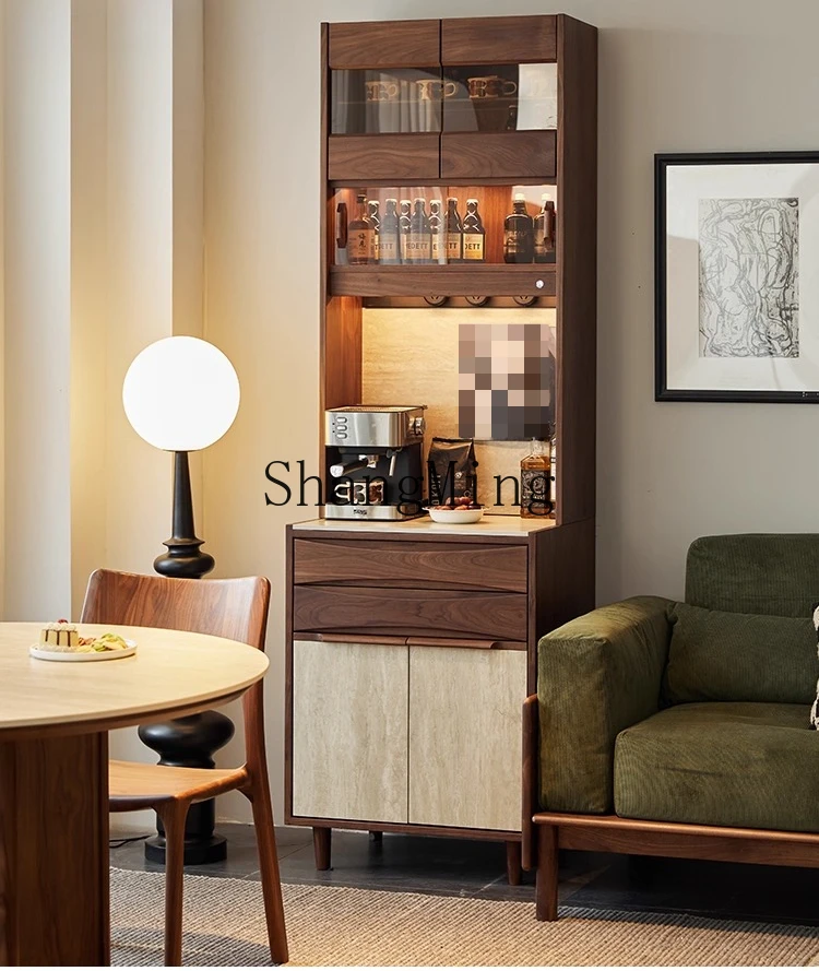 FG good-looking  solid wood household living room rock slab cave stone narrow side cabinet simple storage high cabinet