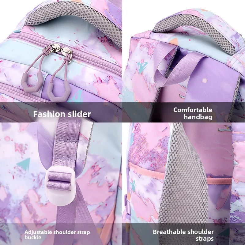 Children Pull Rod Backpack with Wheels Handbag Wallet Can Stand Up School Students Girls Backpacks