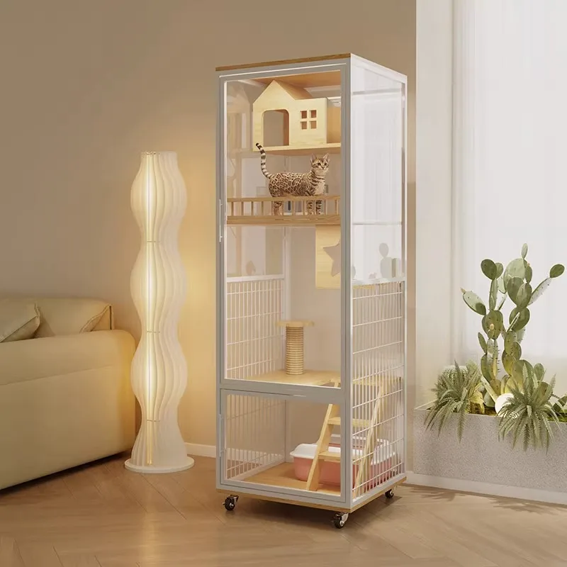 

Luxury Cat Cage Home Panoramic Cat Villa Glass Large Space Free Cat Nest Indoor Cat House Cat House